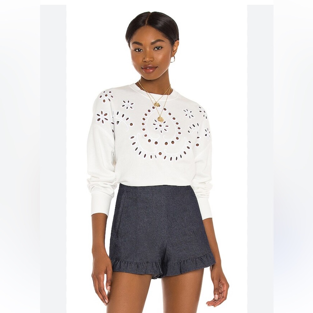 NWOT Rails Alice Eyelet Embroidered Crew Sweatshirt - M